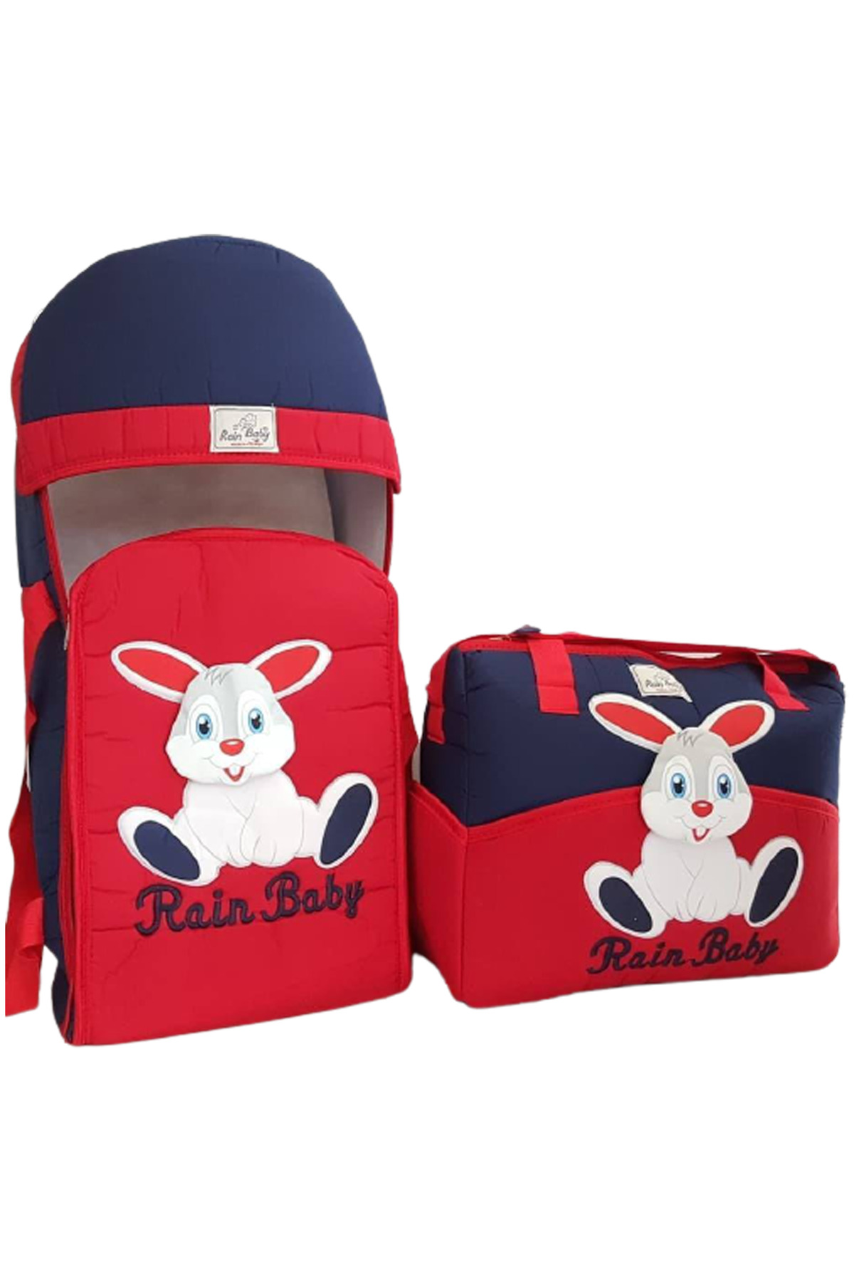 bebegen 2'li Tavşan Taşıma Çanta Seti Lacivert Kırmızı fotoğrafı 4 (önizleme)
