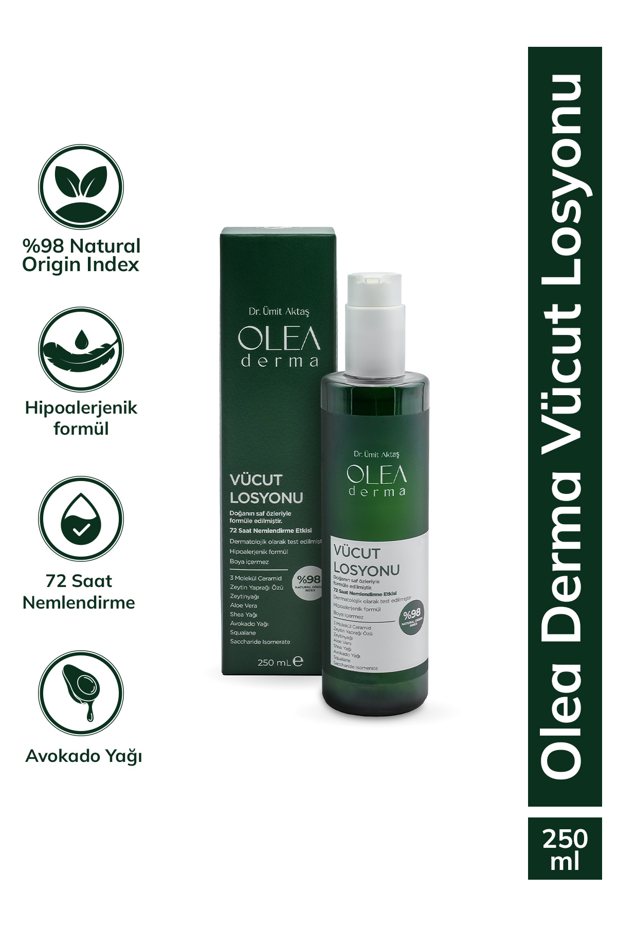 OleaDerma %98 Doğal Vücut Losyonu - 250 mL