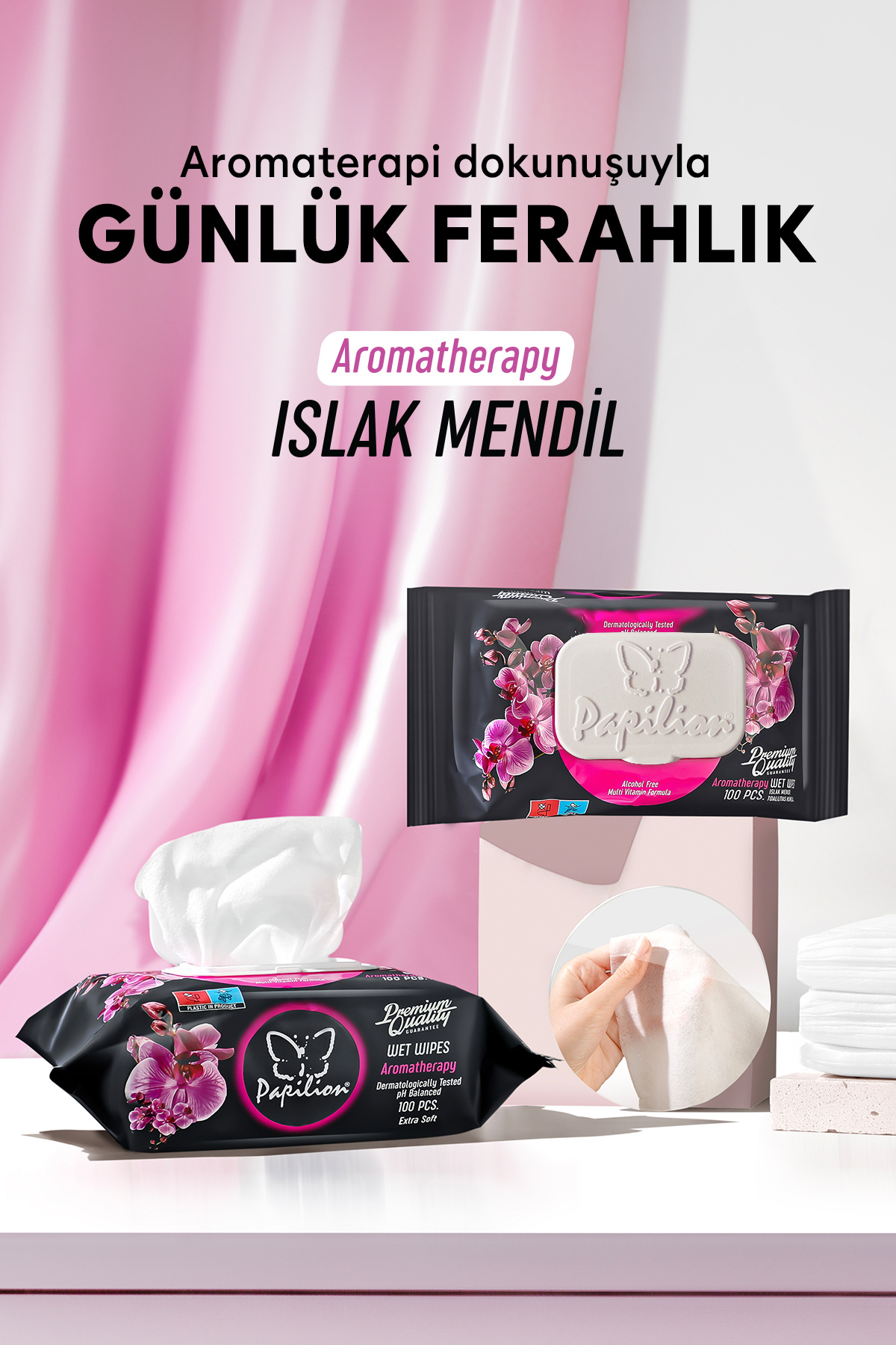 Papilion Premium Aroma Terapi Islak Mendil pH Dengeli Kokulu Ekonomik Paket 100x12 – 1200 Yaprak fotoğrafı 5 (önizleme)