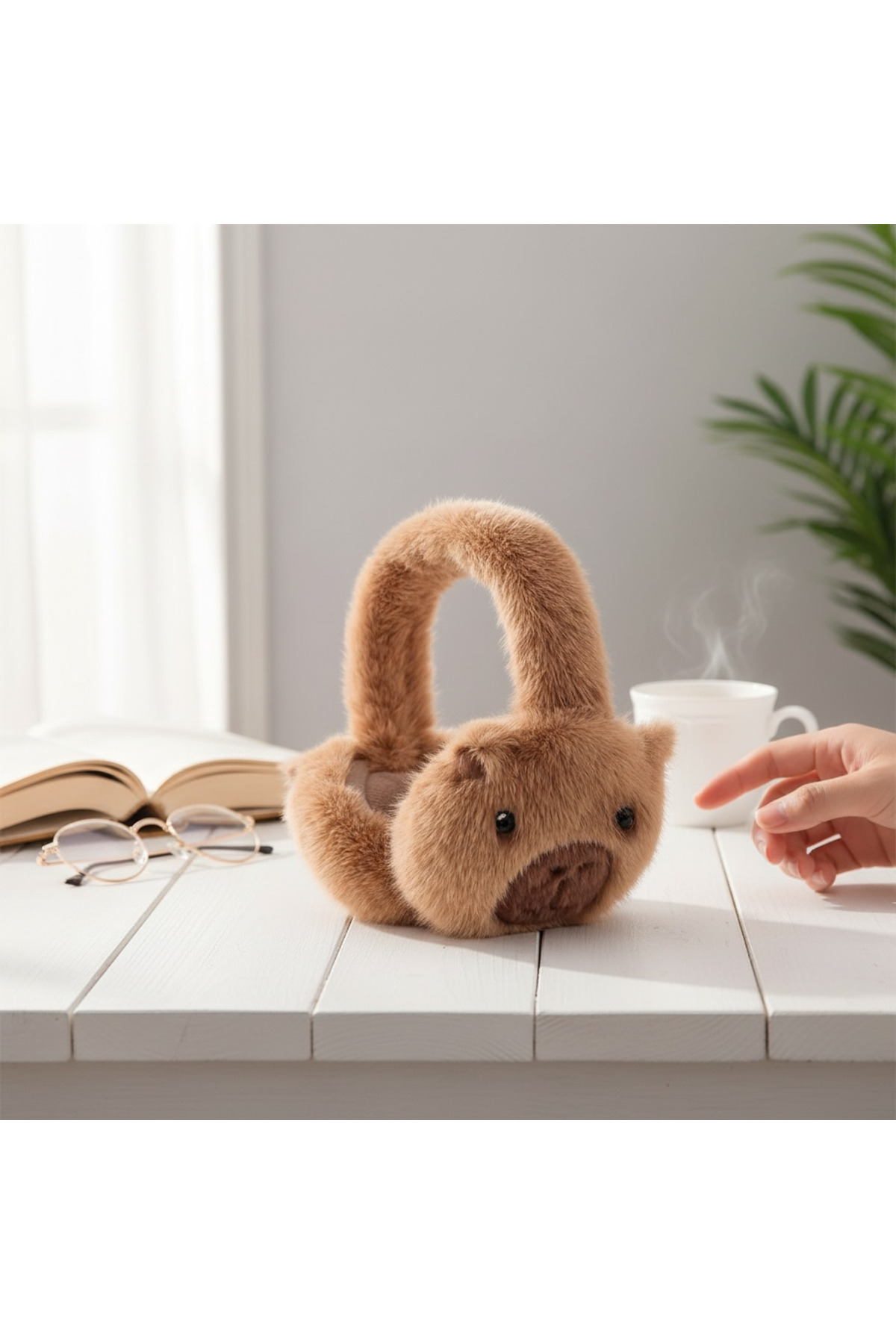 EFA Kapibara Kulak Koruyucu Peluş Kulaklık Kawaii Sevimli Capybara görsel 5