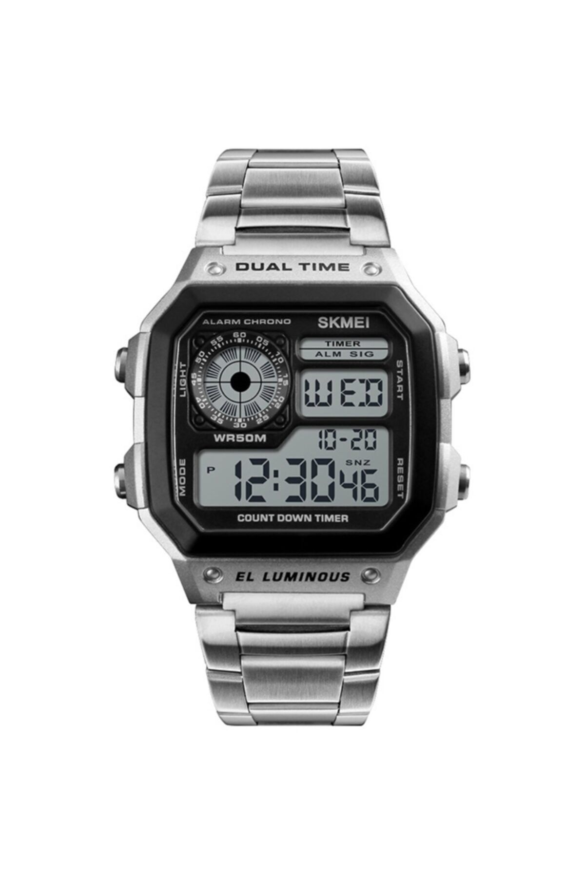 Skmei  Şık Tasarım Hafif Erkek Kol Saati Su Geçirmez Metal Kordon Gümüş Renk 1335 - Görsel 3