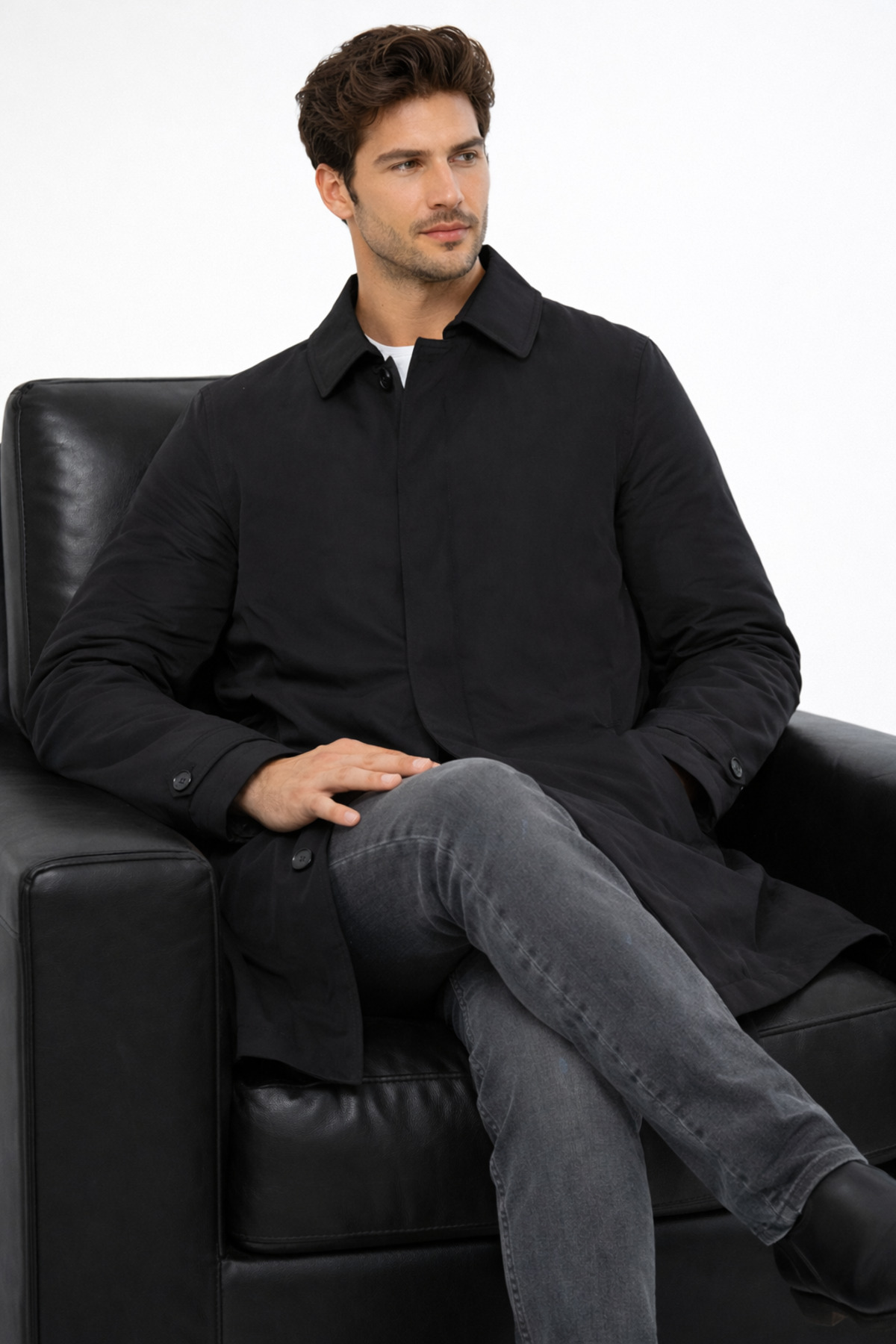 COMPİERE Slim Fit Içi Çıkmalı Su Iticili Trençkot Pardesü görsel 6