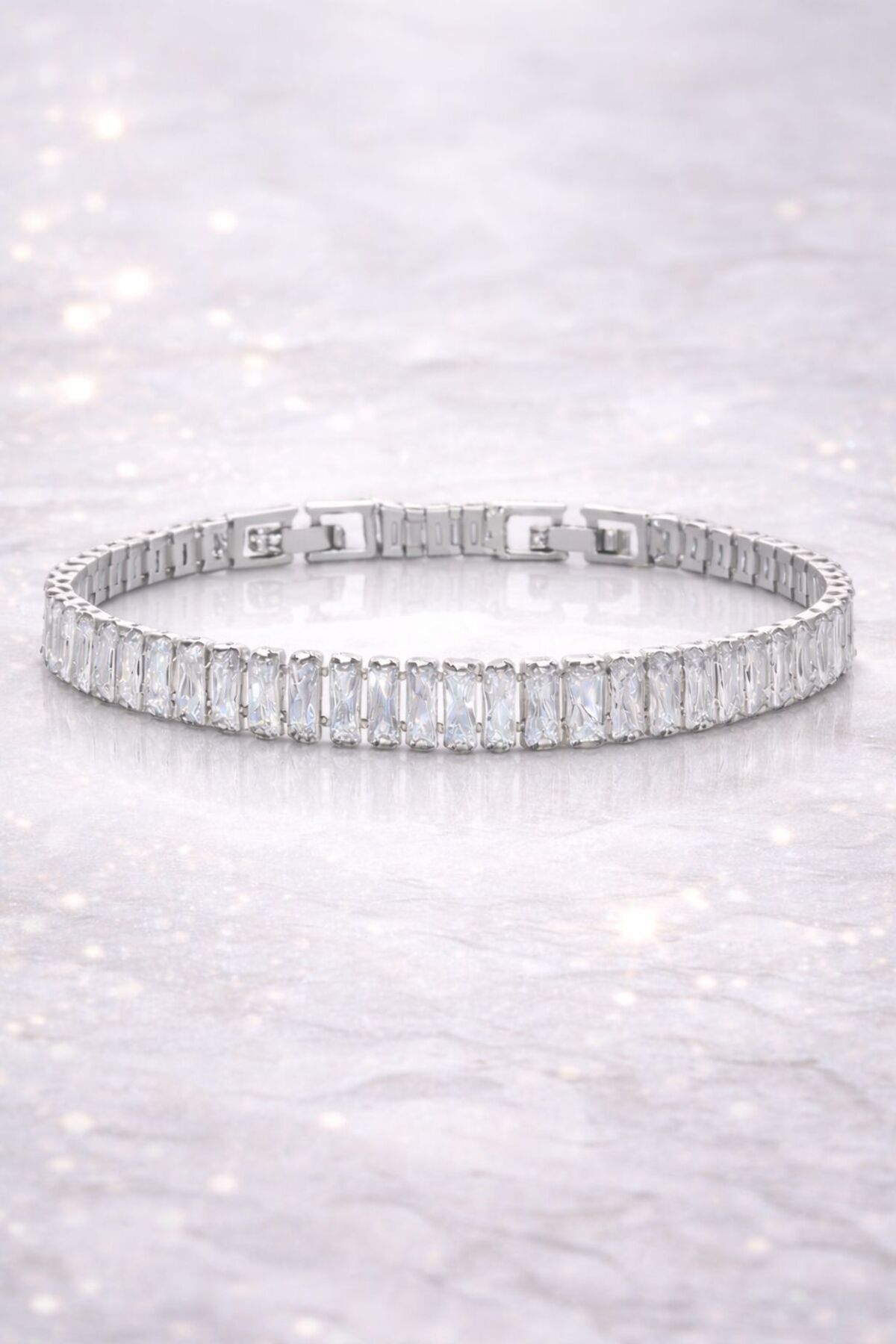 Demokan  Kadın Çelik Bileklik Lüks Su Yolu Kararmaz Baget 14k Altın Renk Kadın Bileklik 16+2cm