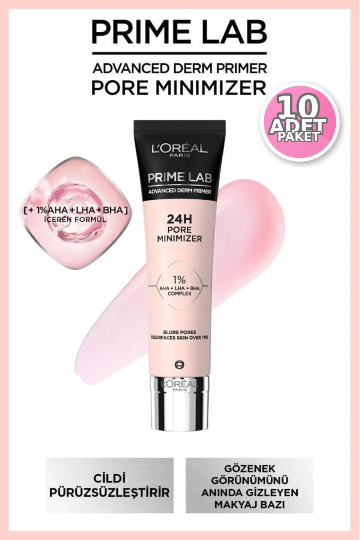 L'Oréal Paris Prime Lab 24H Gözenek Küçültücü Makyaj Bazı 10 ml x10 – Avantajlı Mini Boy Paket — بژ LOREAL-PRIME5
