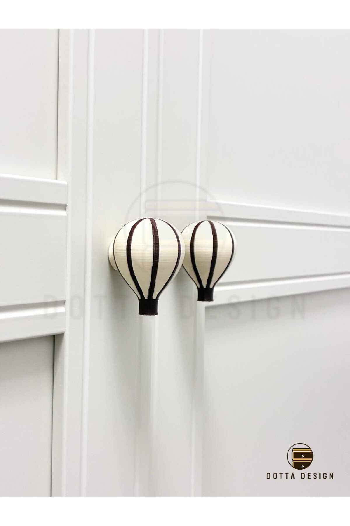 Dotta Design Çocuk Odası Kulpları - Bej&Kahve Çizgili Balon Kulp (Tekli) fotoğrafı 2 (önizleme)