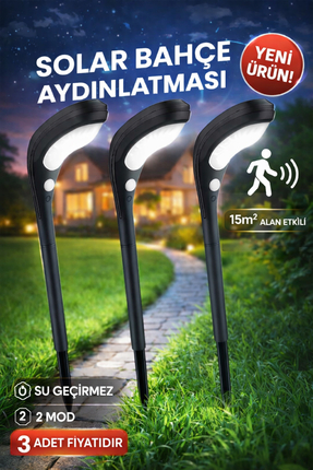Ecuy Solar Bahçe Aydınlatması Sensörlü, Su Geçirmez, Güneş Enerjili 2 Modlu 1...