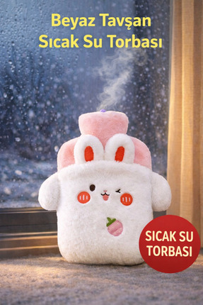 TOYFEST Tavşan Figürlü Yumuşak Peluş Eldivenli Sıcak Su Torbası