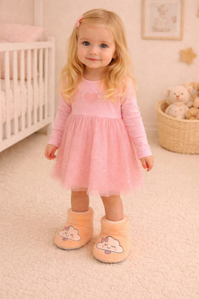 Pico Baby Bebek & Çocuk Kaydırmaz Tabanlı Ev Botu / Panduf / Kışlık Peluş Bot...