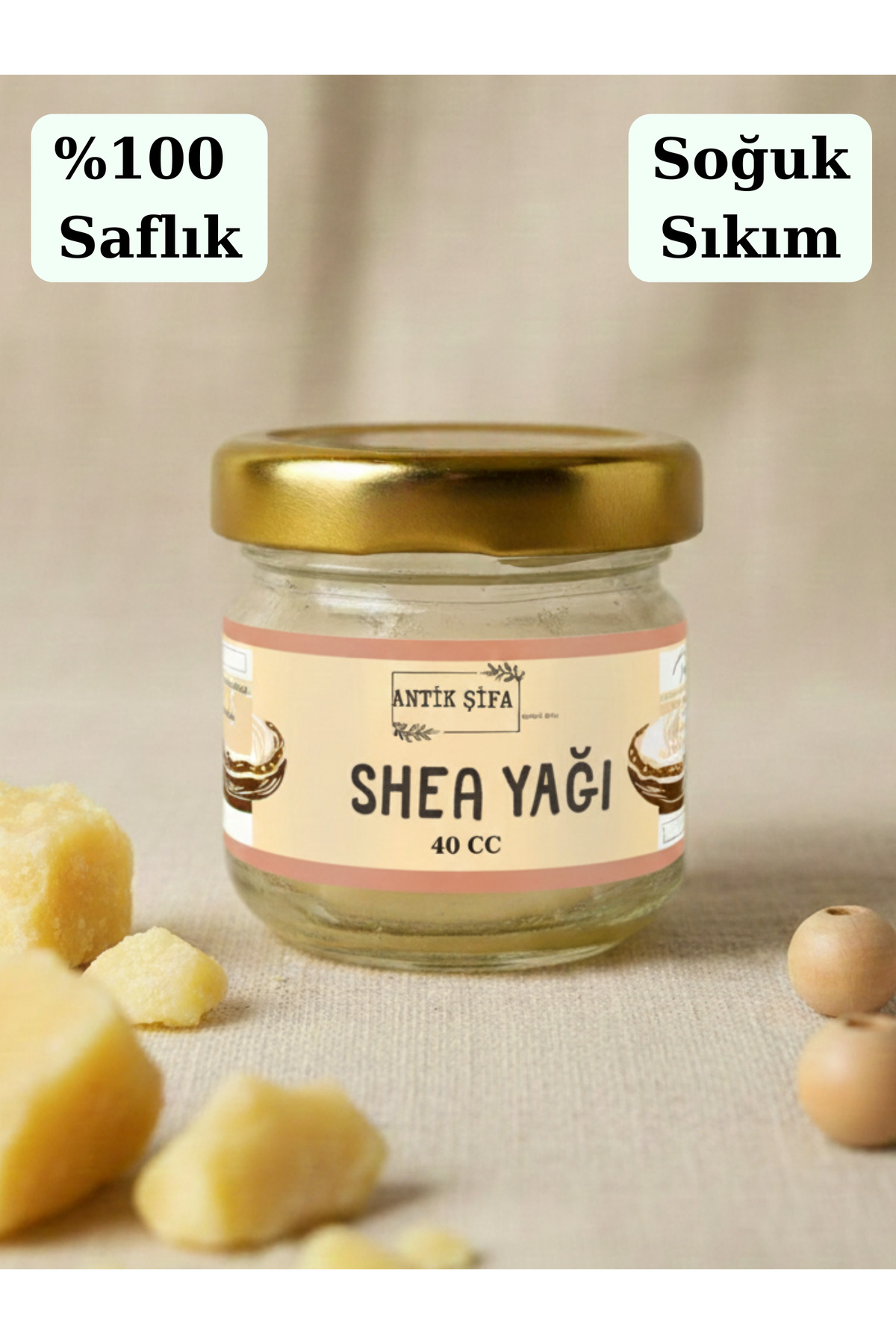 Shea Yağı 40 ML - Soğuk Sıkım Karite Butter — sheamini30cc — تصویر 3 از 6
