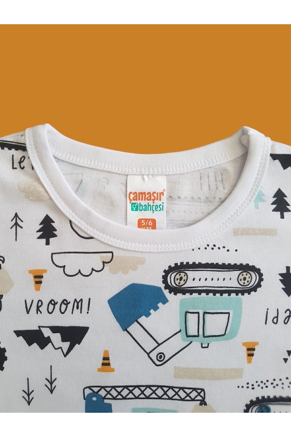 Çamaşır Bahçesi Uzun Kollu Desenli Çocuk Pijama Takım #baskılıçocukpijamatakım #çamaşırbahçesi #kepçedesenli fotoğrafı 6 (önizleme)