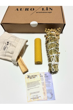 AUROLİN Enerji Başlangıç Seti:Palo Santo Ağaç Tütsü-Balmumu Mum-Üzerlik (naza...