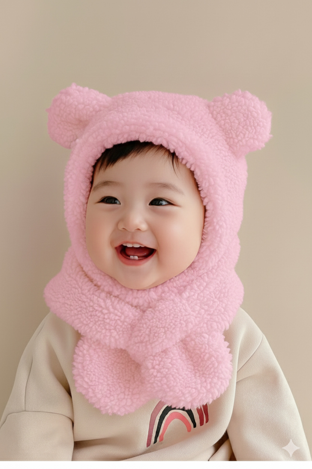 Avis Kids Balaclava Hooded Plush Beanie Scarf Welsoft Neck Collar Windproof Ear Hat