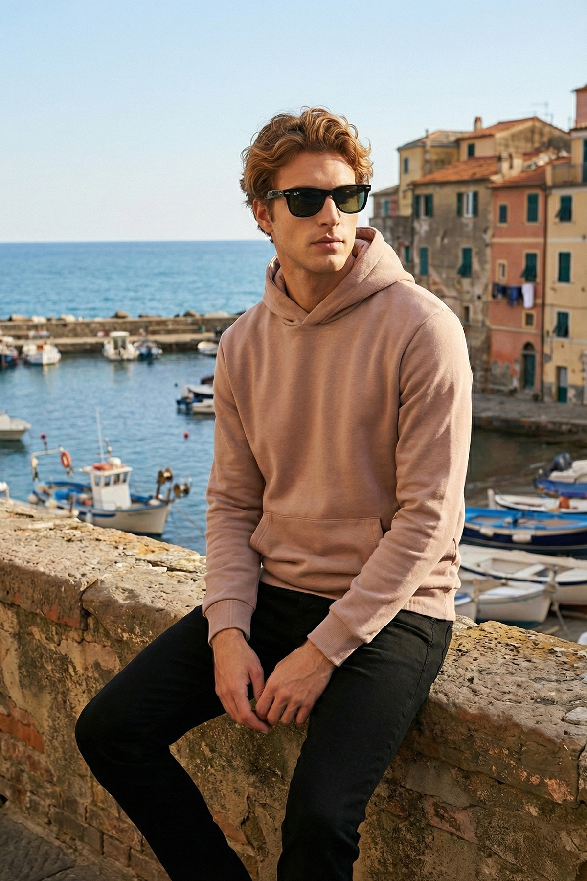 Regular Fit Hooded Kangaroo Pocketed Fluffy Soft Raised Sweatshirt Men's SWEATSHIRT 5905281