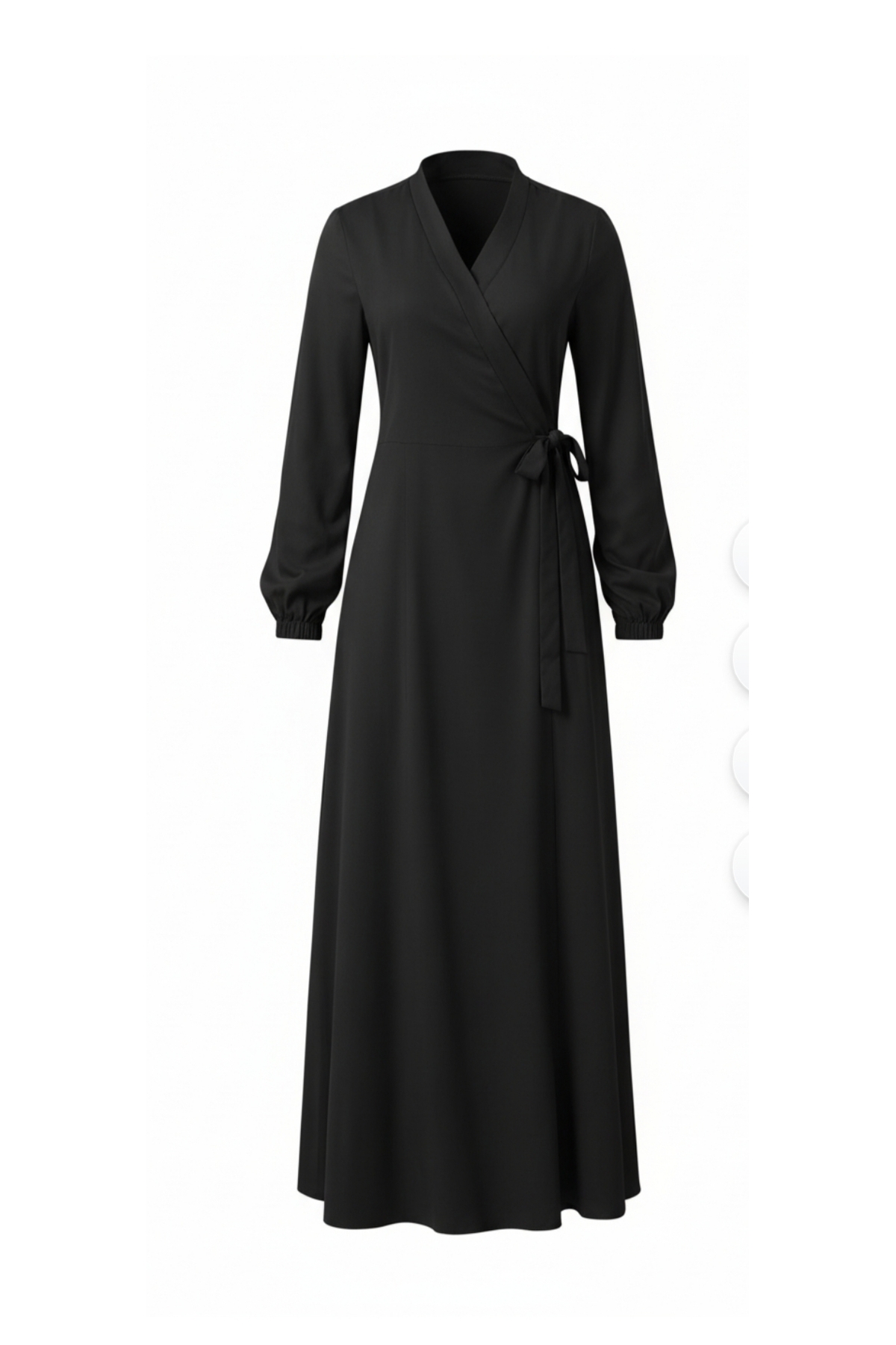 sayina Kadın Siyah Yandan Bağlamalı Kruvaze Yaka Pratik Namaz Elbisesi