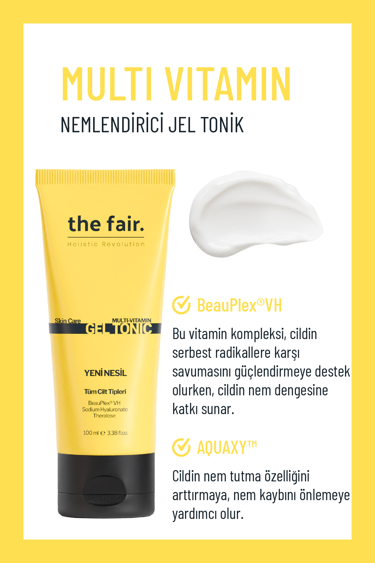 Multi Vitamin Jel Tonik Tüm Cilt Tipleri İçin Nemlendirici ve Ferahlatıcı Cilt Toniği 100 ml — TYC3XMD9MN169633400215058 — تصویر 2 از 5