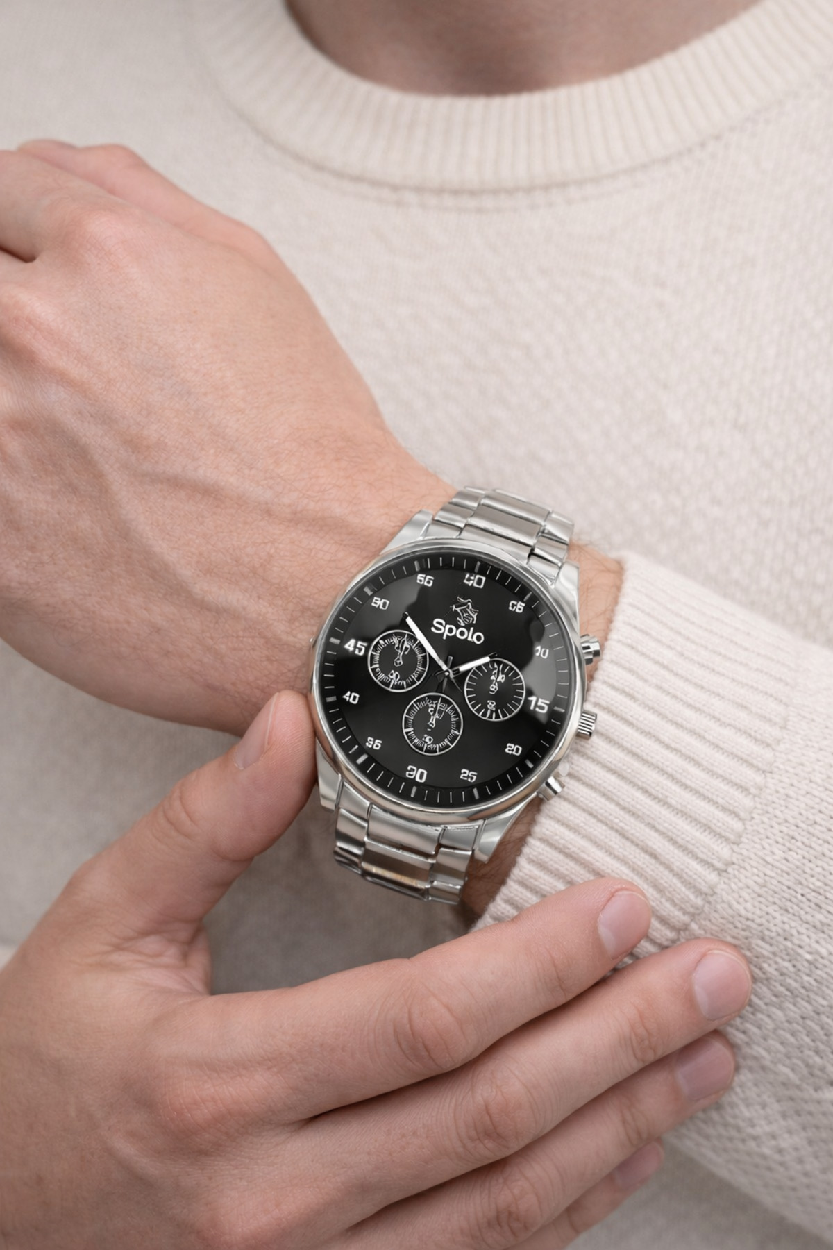 S.POLO  MARKA GÜMÜŞ RENK ERKEK KOL SAATİ SEVGİLİLER GÜNÜ HEDİYESİ - Görsel 5