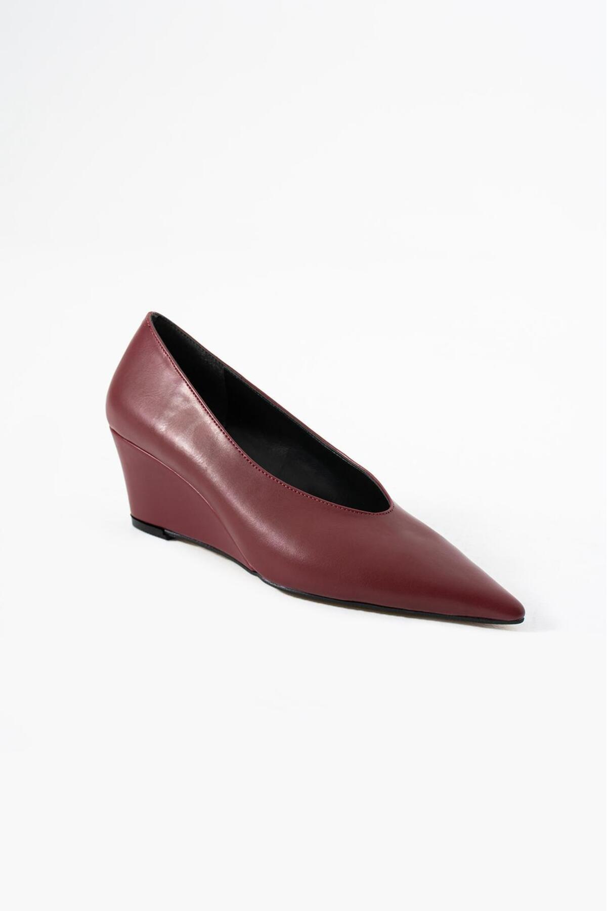 Eataly Shoes Alba Bordo Cilt Dolgu Topuklu Kadın Ayakkabı görsel 4