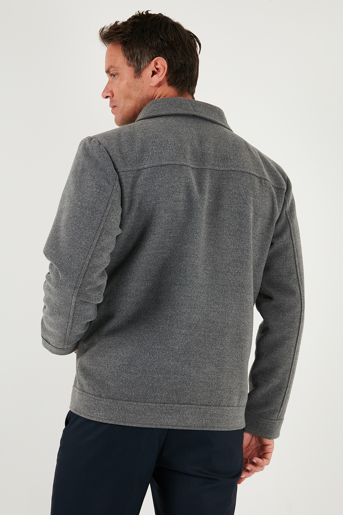 Buratti  Slim Fit Ceket Yaka Astarlı Kaşe Kaban Erkek KABAN 58400347 - Görsel 7