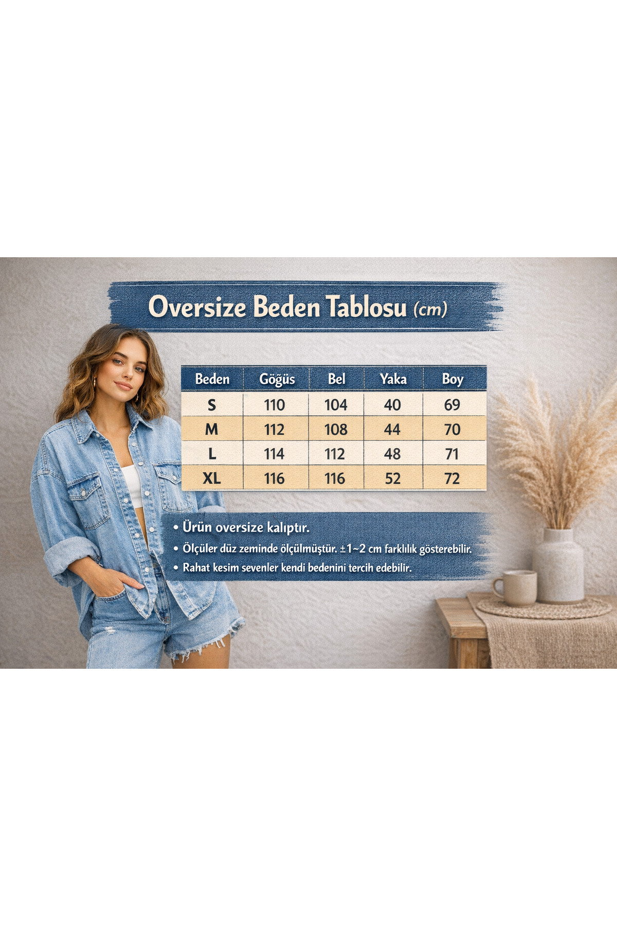 BLUE NATIONAL JEANS  Kadın Oversize Kesim Gabardin Gömlek Ceket Bej Koyu Renk Günlük Şıklık -BNJ4887 - Görsel 8