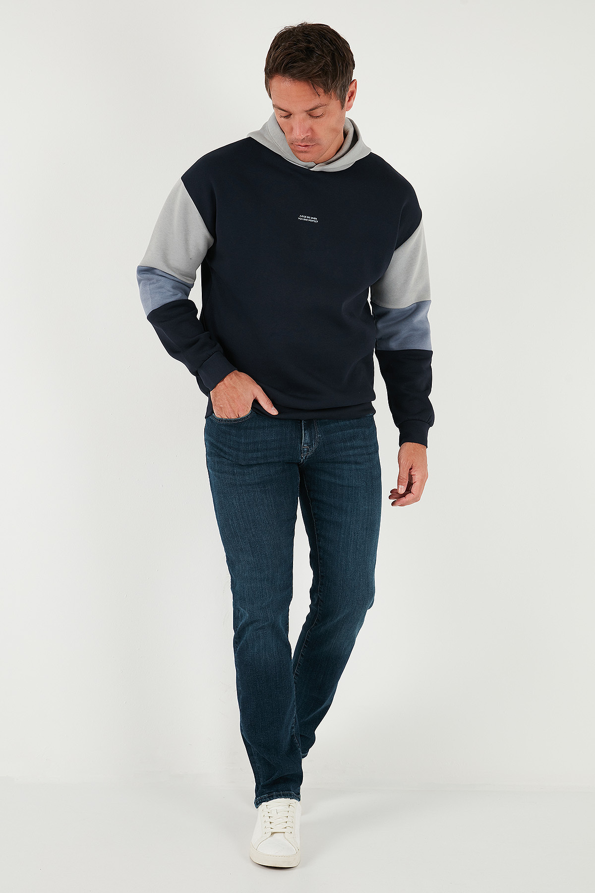 Buratti  Pamuklu Relaxed Fit Kapüşonlu İçi Tüylü Yumuşak Şardonlu Sweat Erkek SWEAT 5905299 - Görsel 2