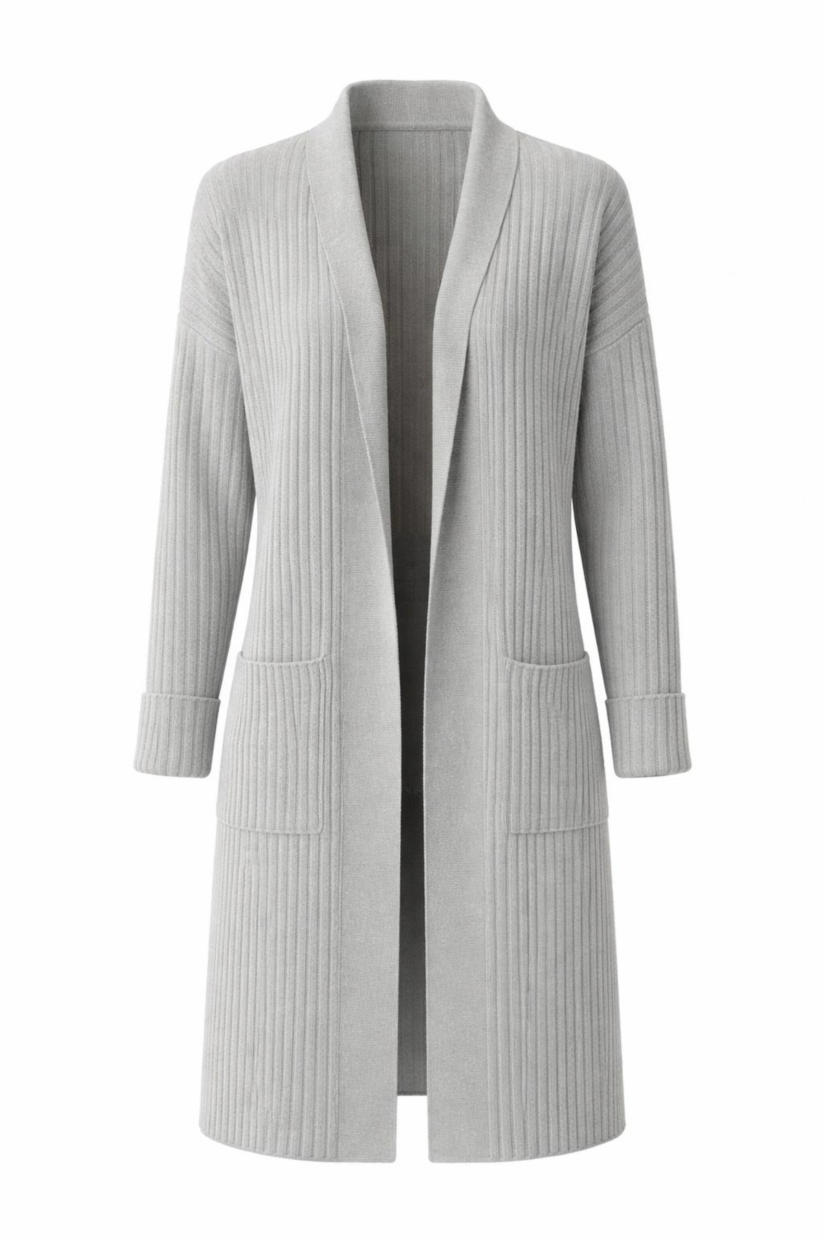 Wearified Kadın Şal Yaka Oversize Uzun Triko Hırka görsel 4