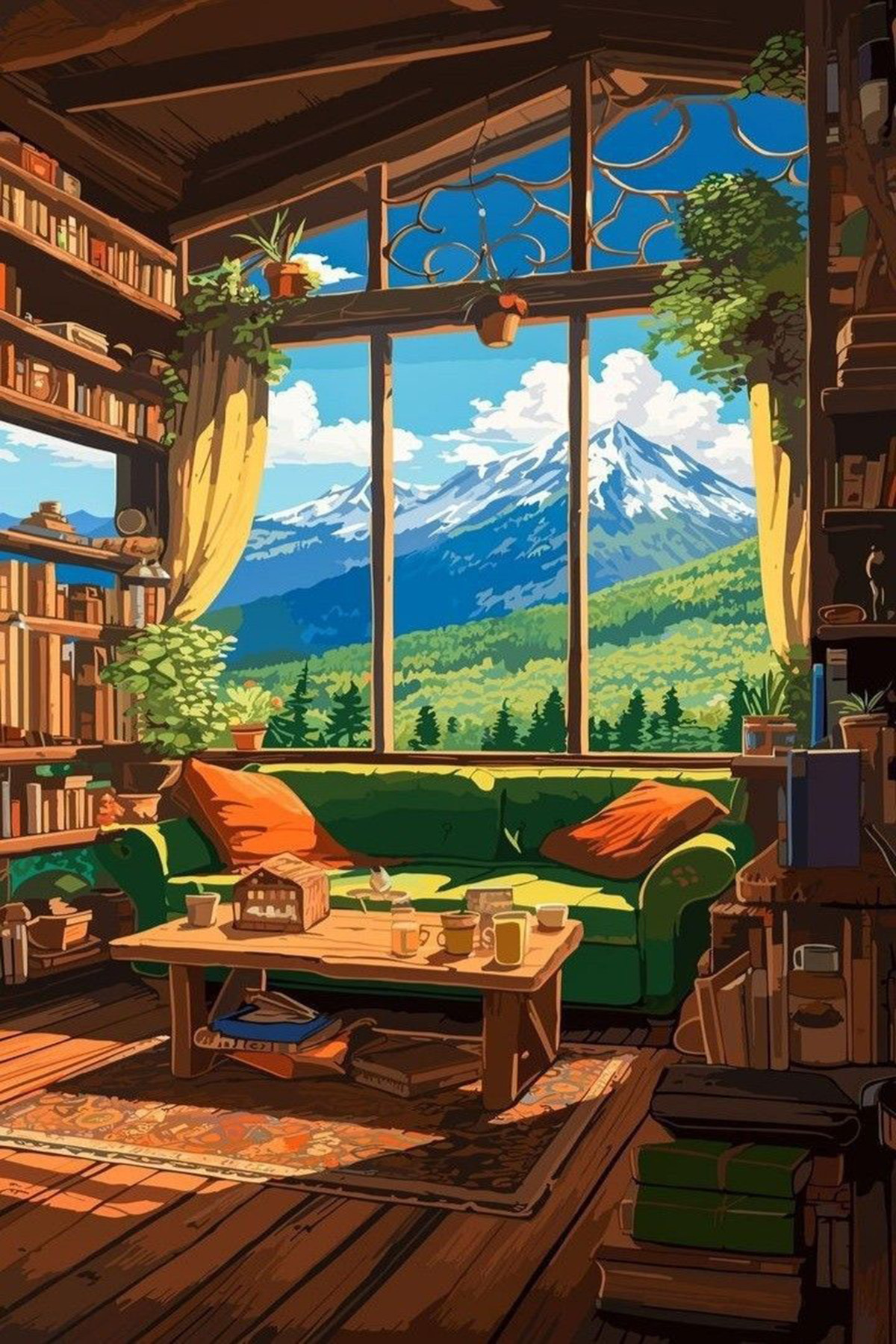 Peaceful Room and Nature Themed Fabric Wallcovering Home Decoration Wall Rug Tapestry