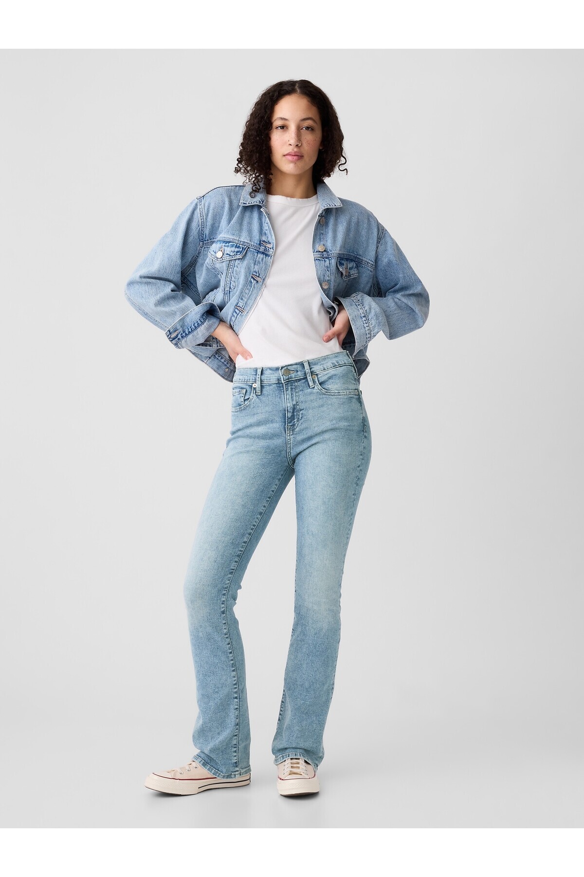Women's Light Blue Mid Rise Baby Boot Washwell™ Jean Pants