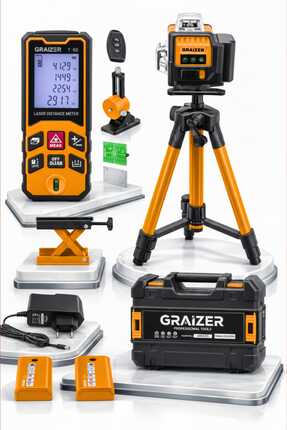 Graizer T 16 Köşe Yeşil Çizgi Lazer Terazi 360° Miknatisli Otomatik Hizalama ...