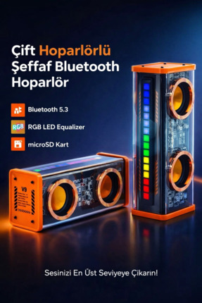 SepetteX Yüksek Ses Kaliteli Taşınabilir Hoparlör 5.0 Bluetooth TWS Stereo ka...