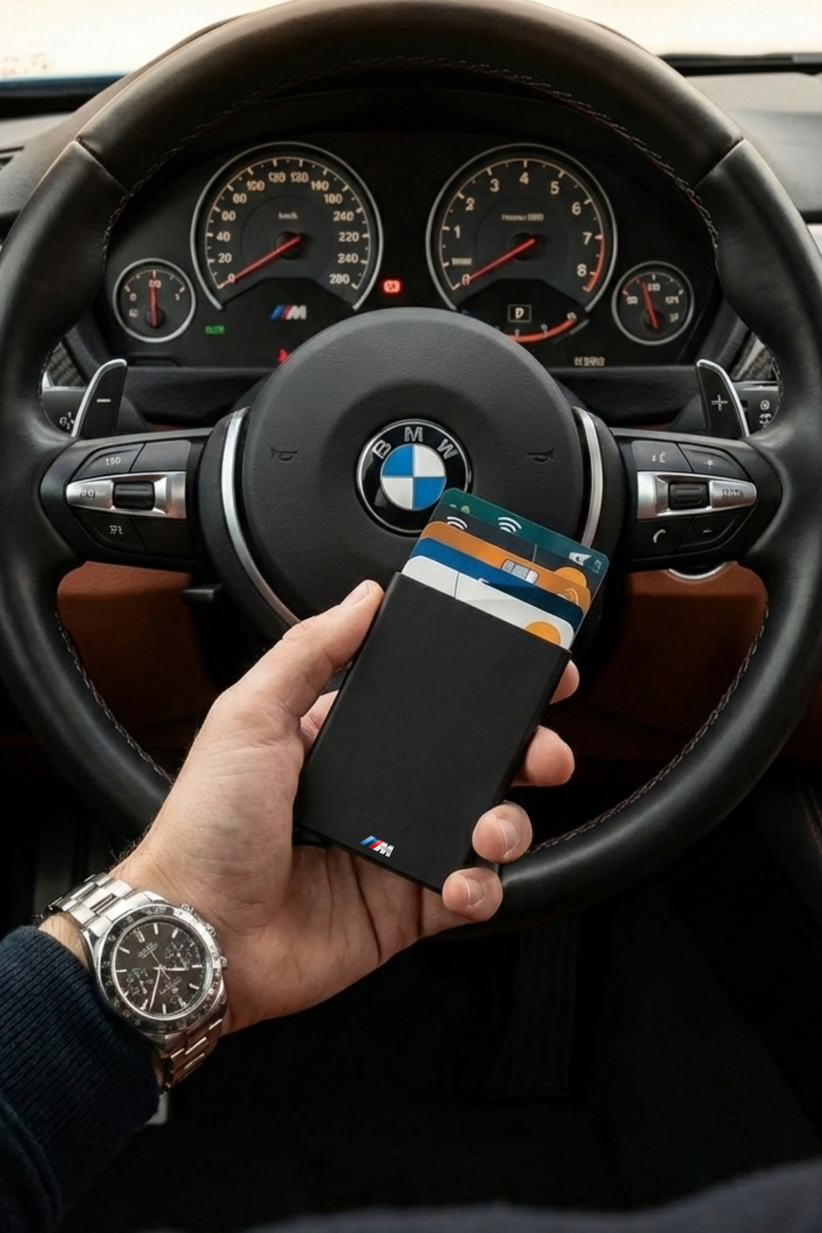 VANİLLA COLLECTİON  Bmw M3 Basıklı Mekanizmalı Kartlık Alüminyum Kasa Rfıd Koruma Mat Siyah