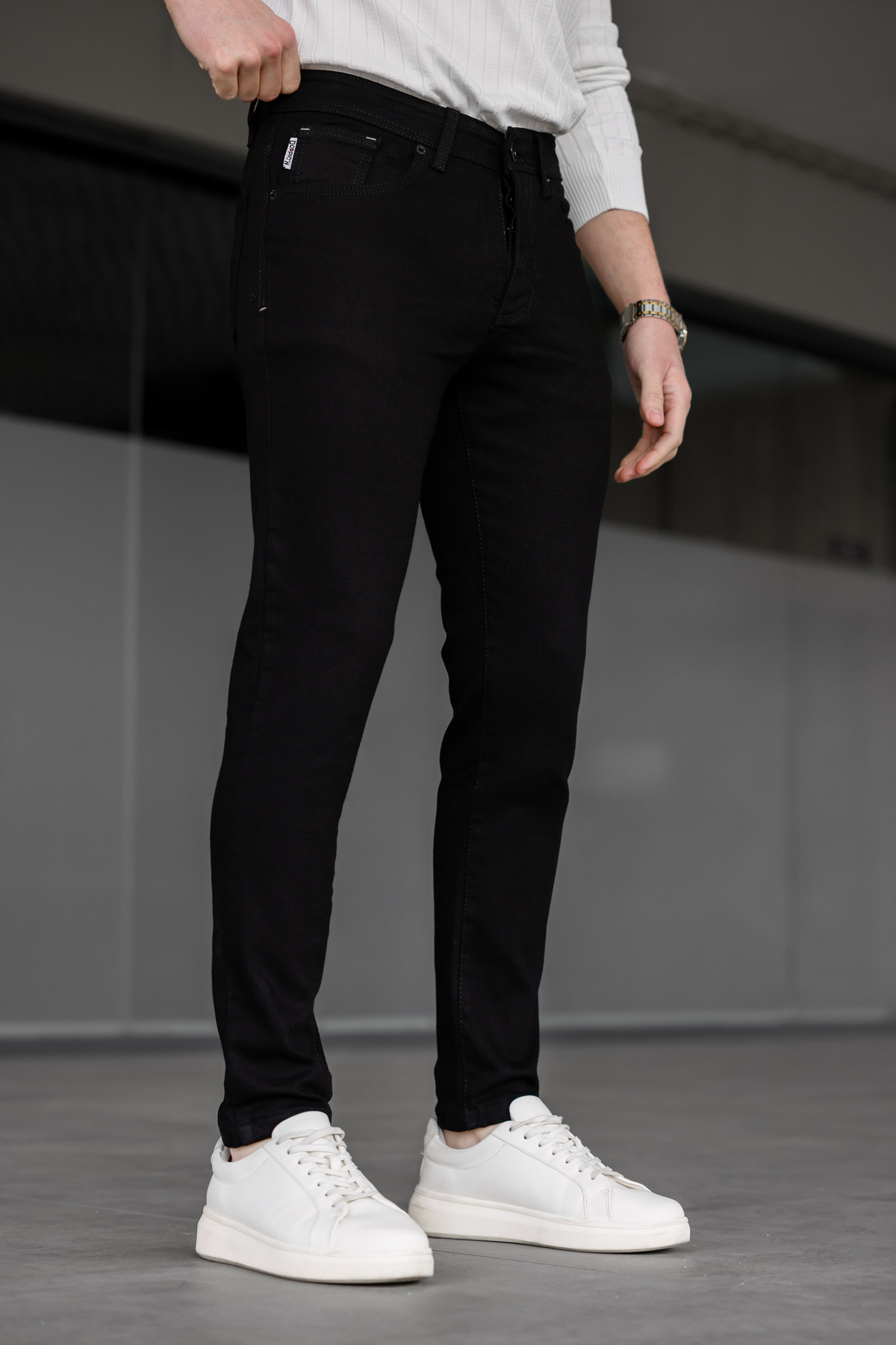 Ser Joven  Erkek Siyah Slim Fit Likralı Jean Pantolon