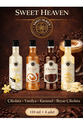 sweet heaven 4'lü Karışık Kahve Ve Kokteyl Şurubu 4x110ml (BEYAZ ÇİKOLATA ,KA...