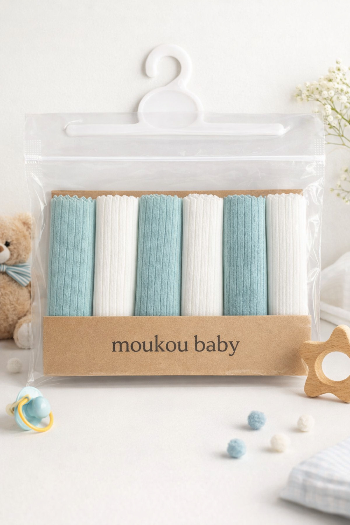 Soft 6pcs 100% Organic Cotton Baby Wipes Set – Suitable for Daily Use