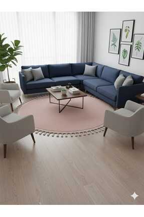 Altun CARPET PEMBE  EV HALI KİLİM POST PELÜŞ PONPON SAÇAKLI SALON HALI