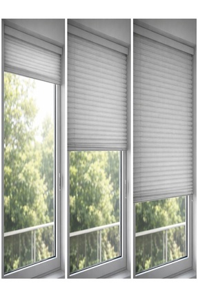 evmiaaplise Gri Perde Katlabilir Cam Balkon Plise Perdesi Salon Perdesi Mutfa...