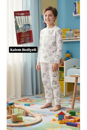 Sude HOMEWEAR SUDE KIZ ERKEK ÇOCUK BOYAMALI PİJAMA TAKIMI