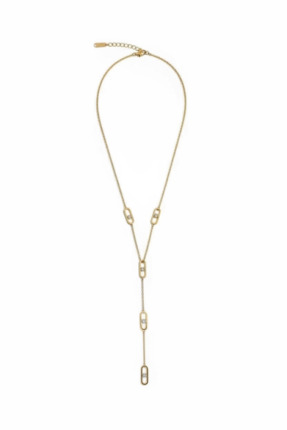 Elenor Kadın Y Taş Detaylı Çelik Kolye