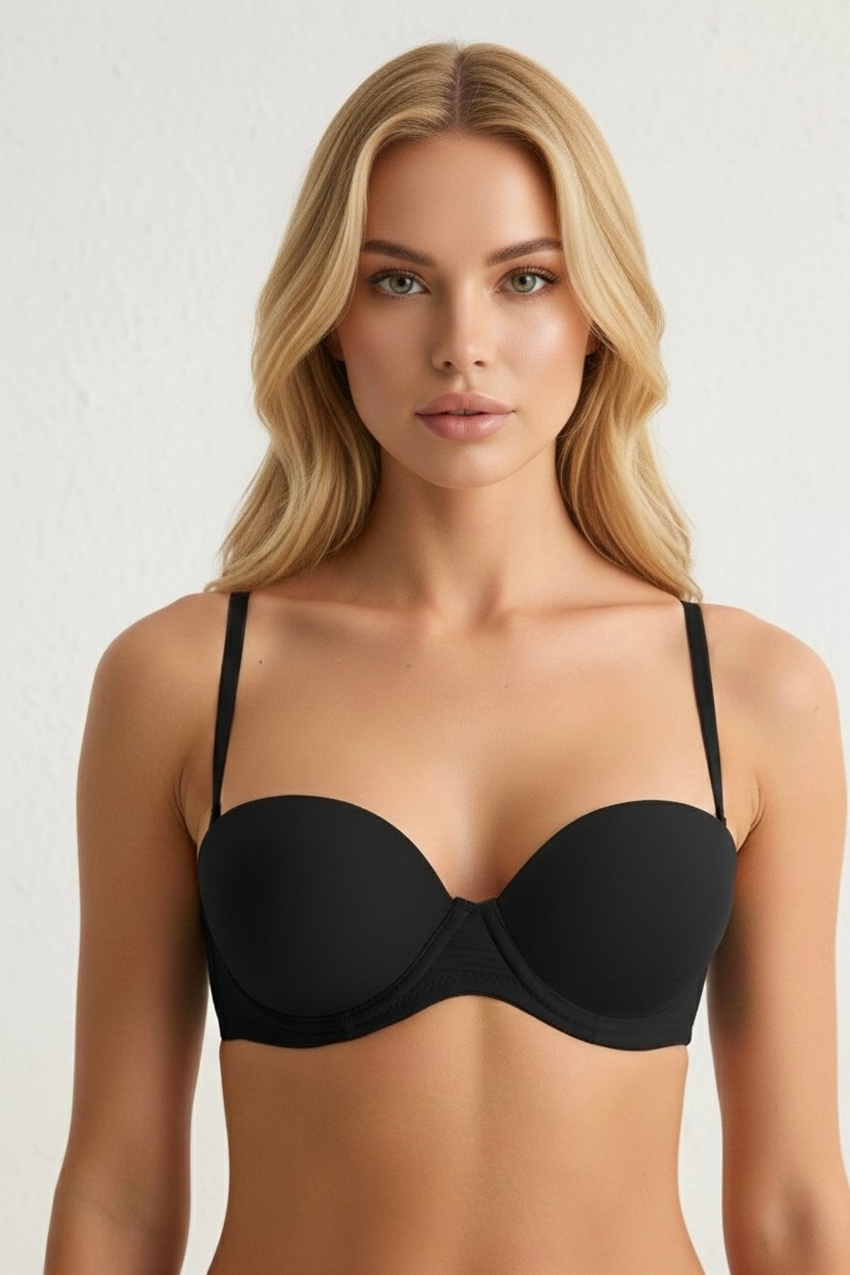 ELOSH BOUTIQUE İp Askılı Ekstra Dolgulu/Push-Up Tshirt Bra Örme Sütyen görsel 7
