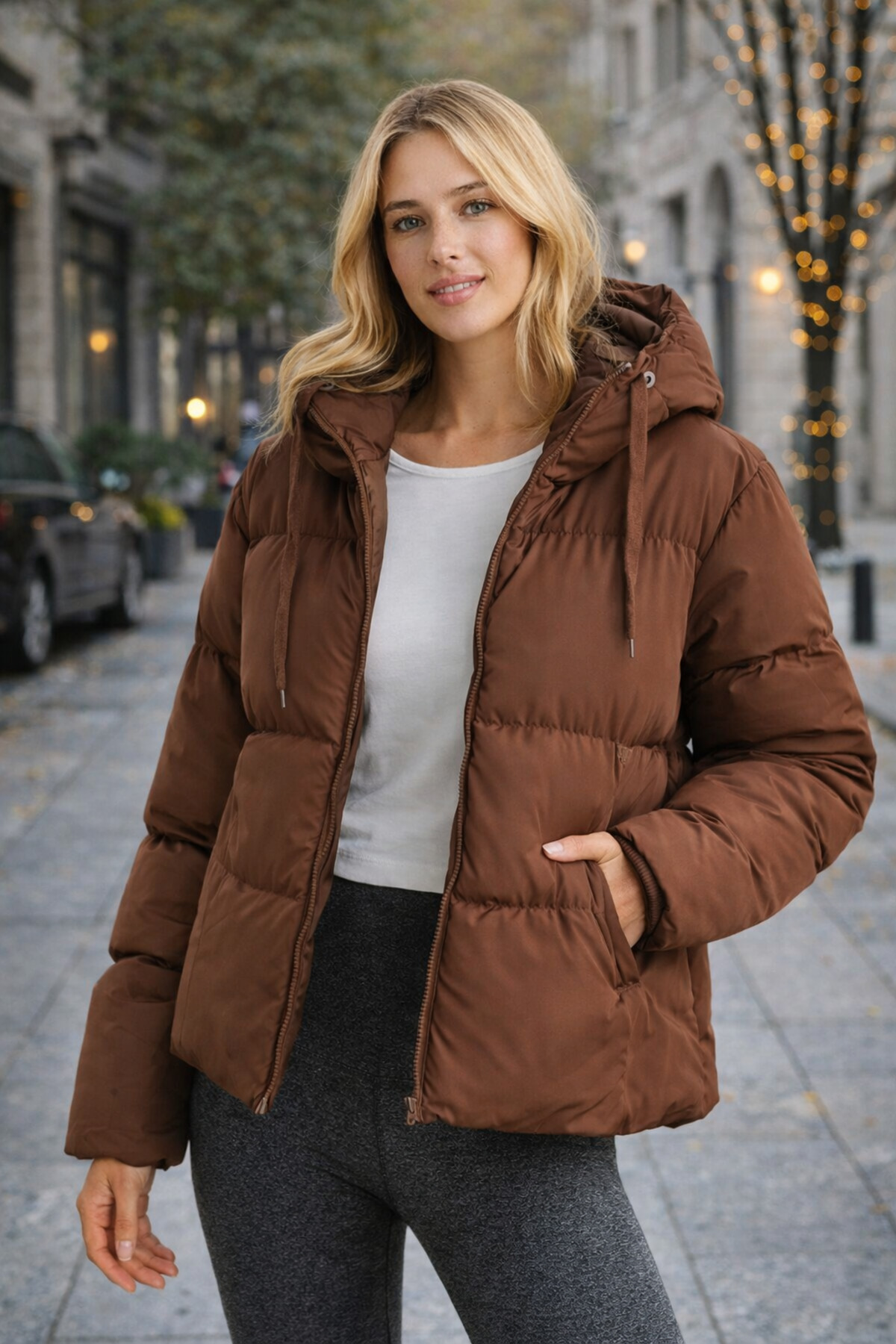 Bold Icon Kadın Oversize Kapüşonlu Şişme Mont 00108