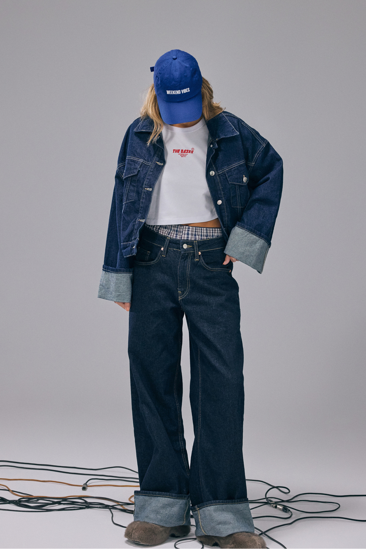 bases.  Kadın Lacivert Baggy Jean - Görsel 3