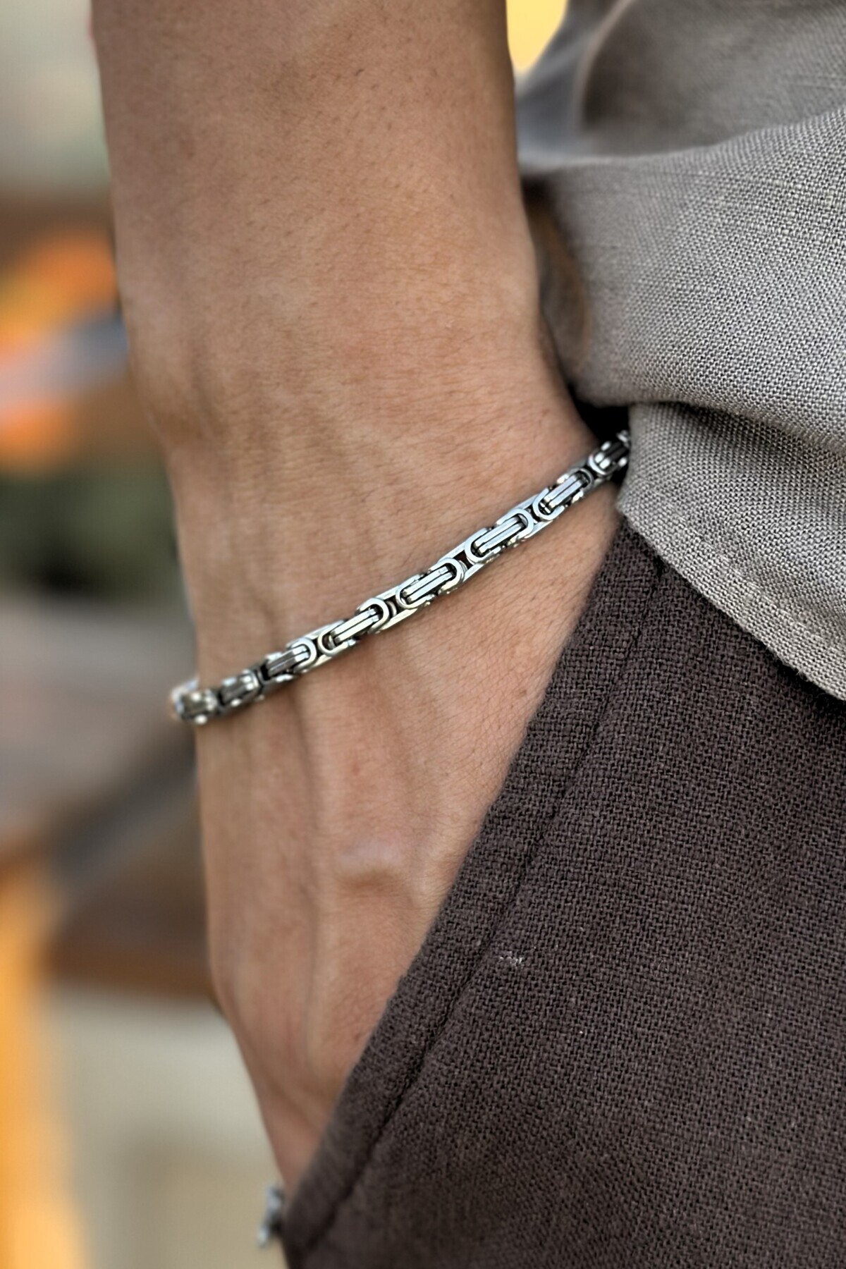 Male King (Byzantine) Chain Steel Bracelet - Adjustable 22 cm
