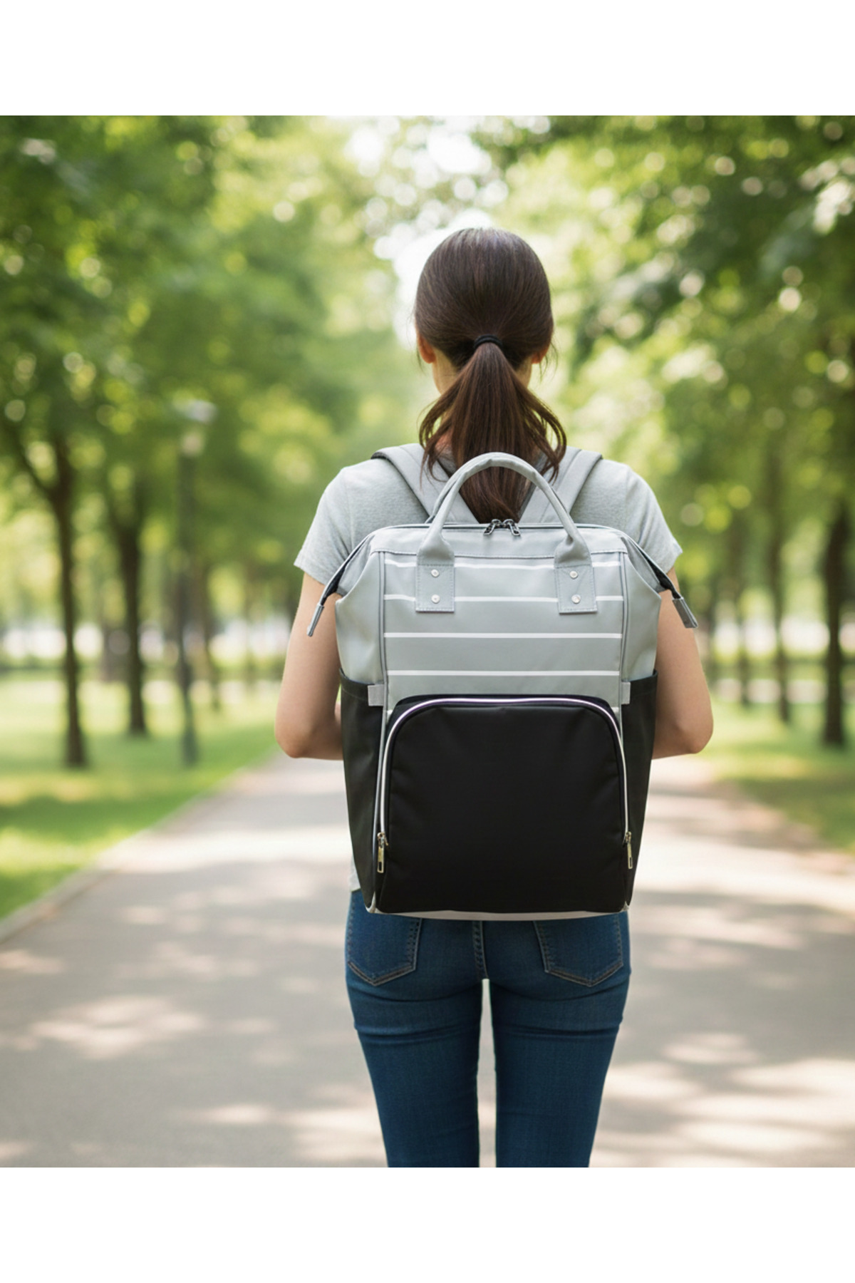 Genel Markalar Anne Bebek Bakım Sırt Çantası Biberon Termoslu Sıvı Geçirmez Askı Aparatlı fotoğrafı 3 (önizleme)