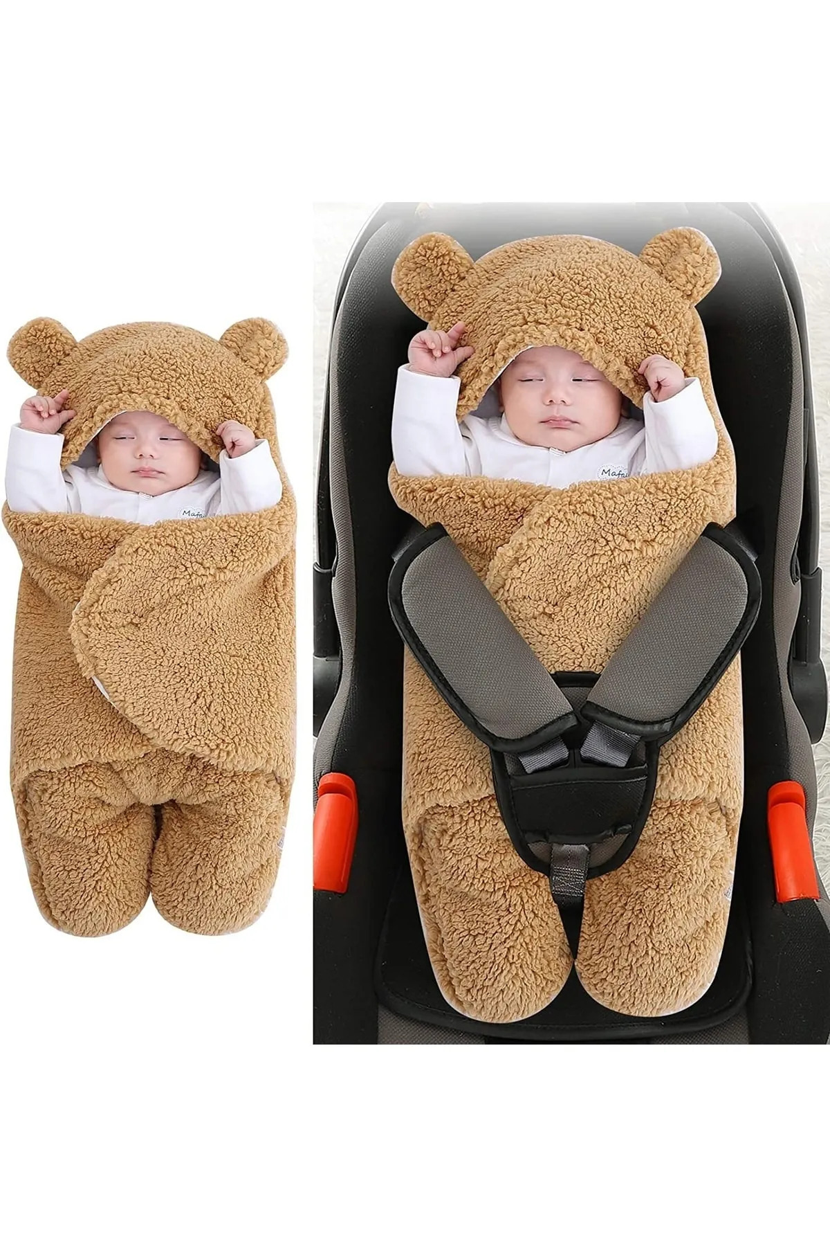 Mai Perla 0 - 12 Ay Içi Elyaflı Kulaklı Welsoft Dış Kundak Bebek Battaniye fotoğrafı 5 (önizleme)