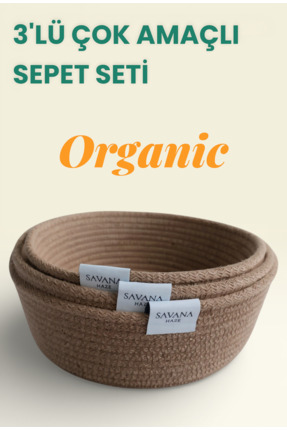 Savana Haze 3’lü Çok Amaçlı Yuvarlak Hasır Sepet Seti