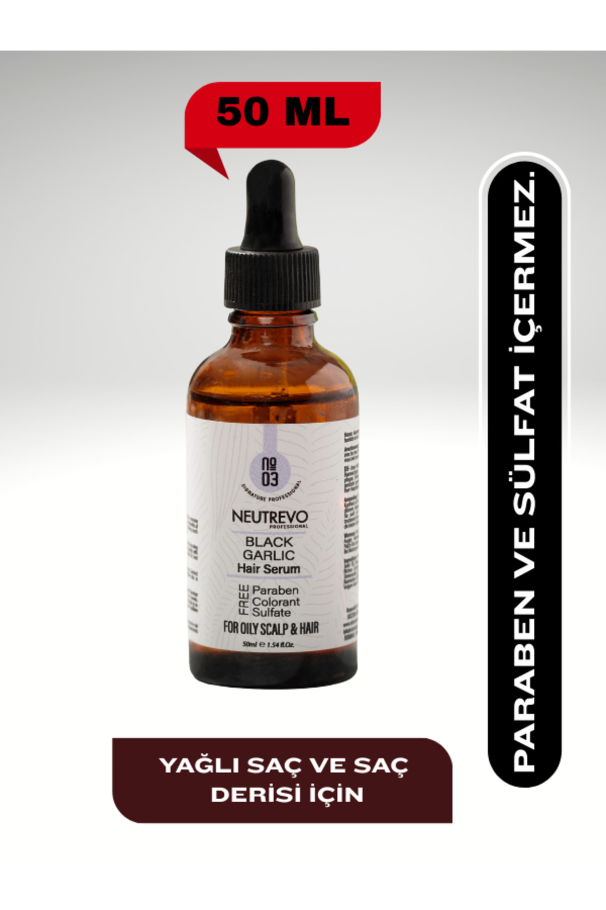 Neutrevo Professional No:3 Black Garlic Serisi Dengeleyeci ve Arındırıcı Saç Bakım Serumu 50 ML — BGS