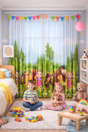 MİR ÇOCUK PERDESİ ÇİZGİ FİLİM KARAKTERLİ 1/3 ŞIK PİLELİ ERKEK VE KIZ ÇOCUKLAR...