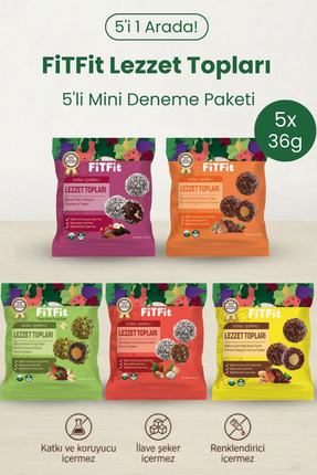FitFit Lezzet Topu Mix Paket | Dolgulu Hurma Meyve Topları Doğal Sağlıklı Atı...