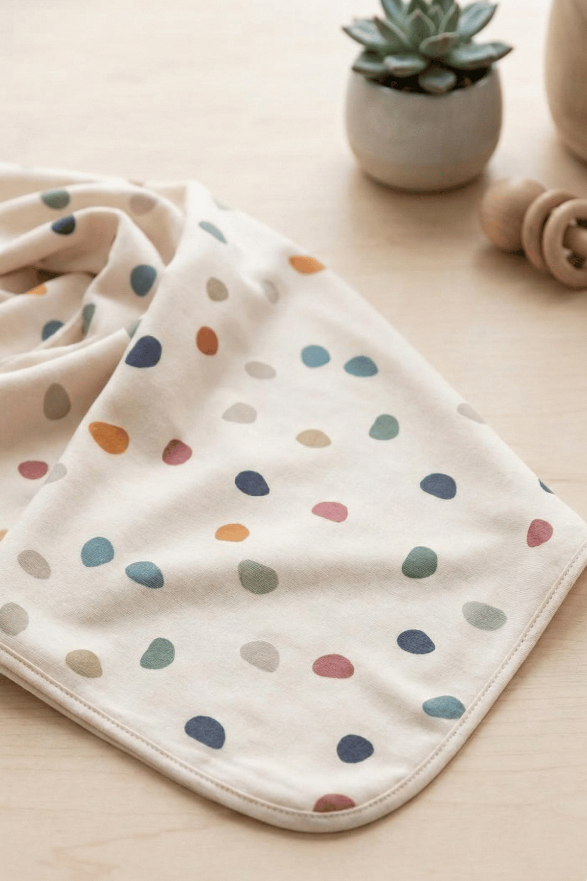 Genel Markalar Puan Baskılı Çift Katlı Penye Yenidoğan ve Çok Amaçlı %100 Pamuklu Bebe Battaniyesi fotoğrafı 4 (önizleme)