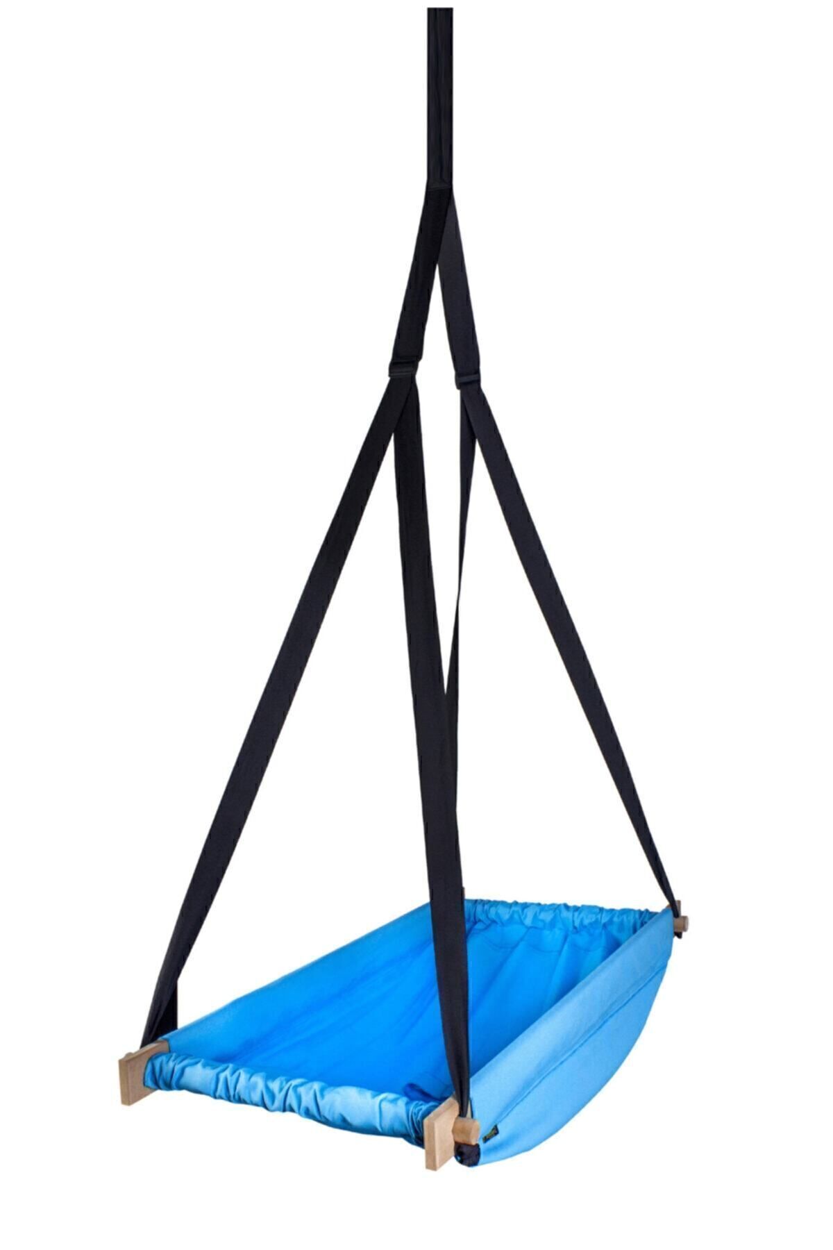 Bundera Flow Mavi Ahşap Yaylı Zıpzıp Hamak Beşik Hoppala Tavana Asılan Hamak Salıncak Bebek Yatağı fotoğrafı 7 (önizleme)