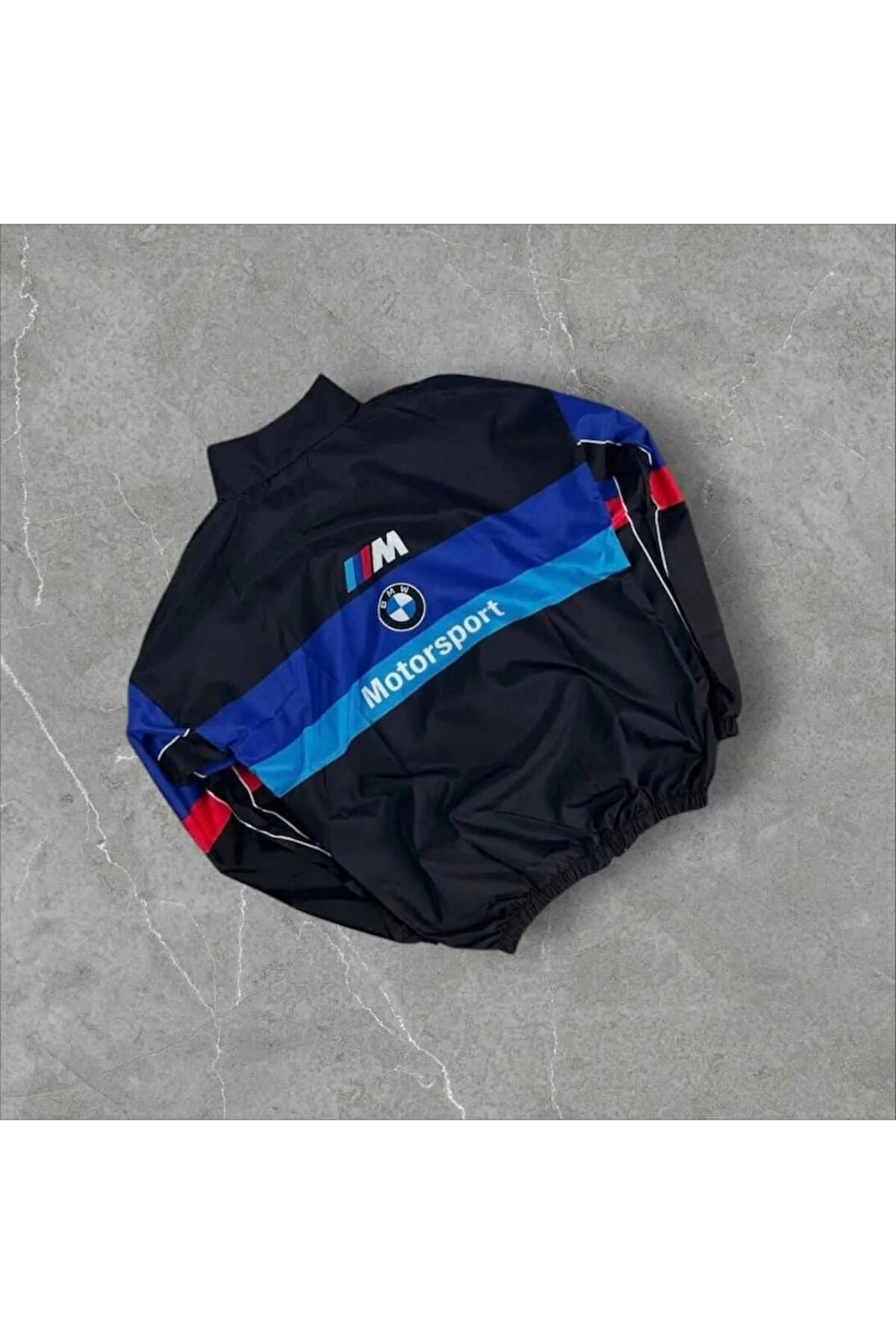 Lushen Bmw ///m Unisex Paraşüt Kumaş Oversize Dijital Baskılı Siyah Rüzgarlık Yağmurluk İnce Ceket görsel 4